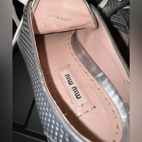Miu Miu Swarovski crystal toe-cap sliver sneakers flats size 38.5 8.5 - Picture 4 of 8